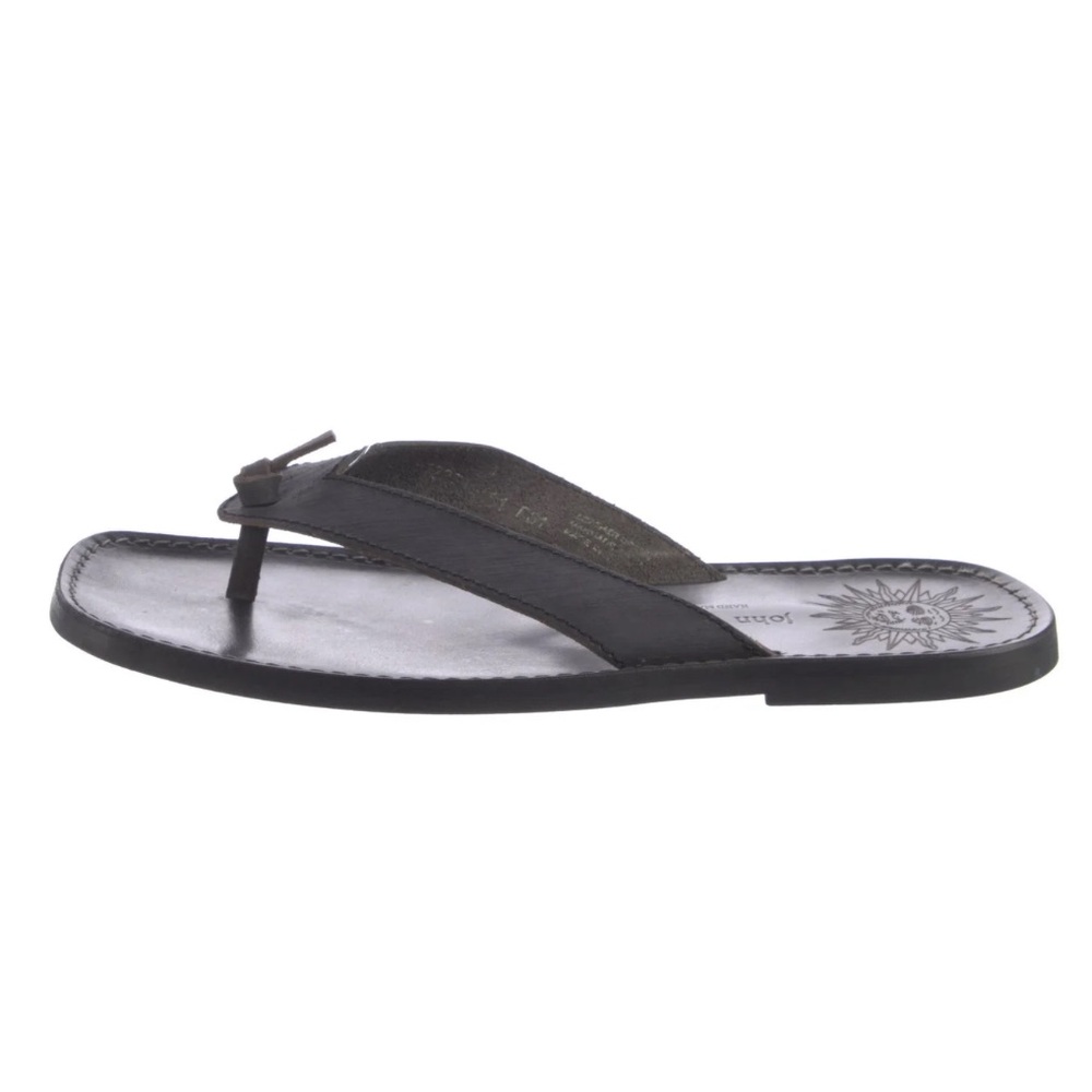 John Varvatos Men's Suede Leather Thong Slide Sandal in Black